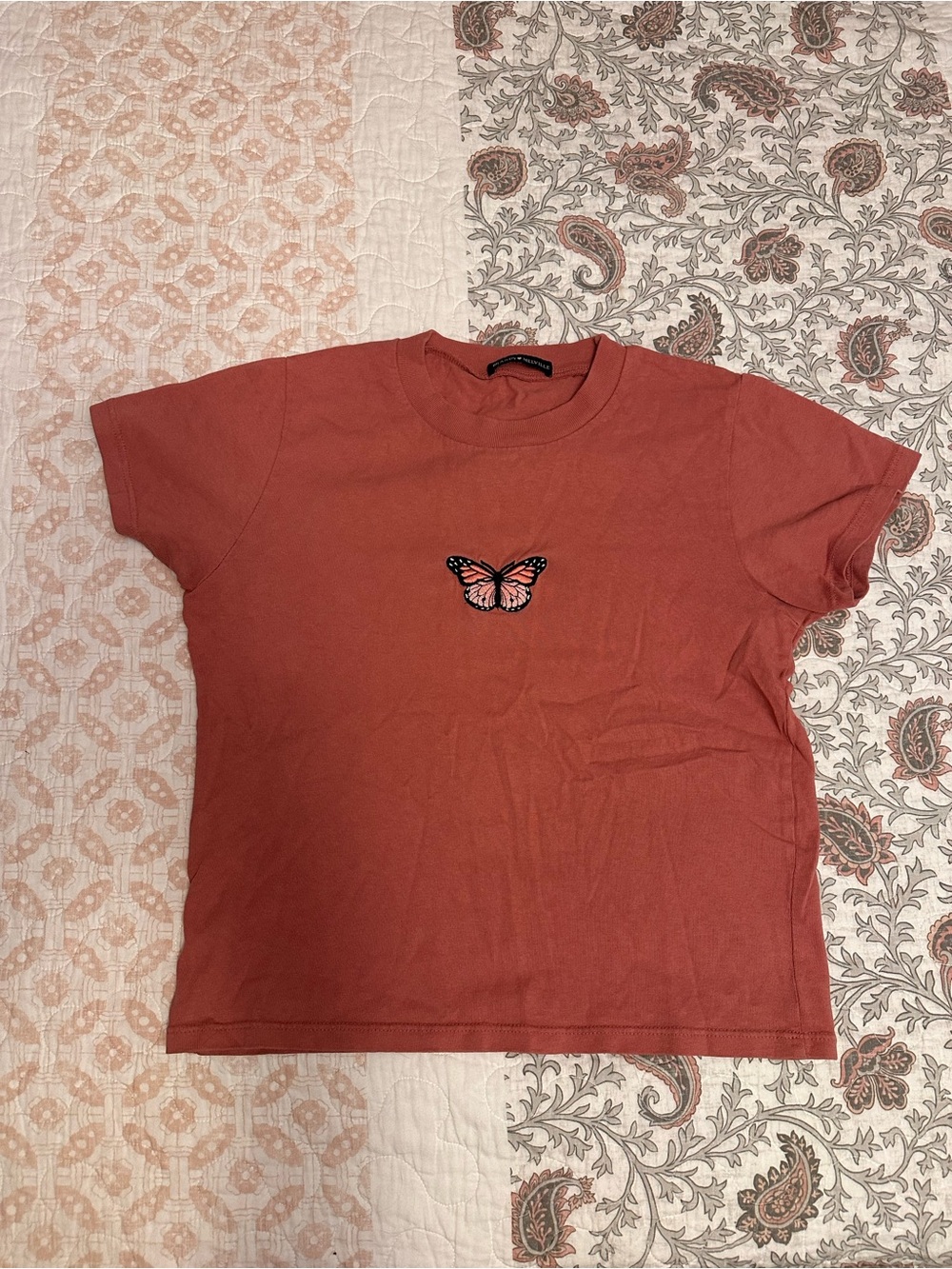 Brandy Melville Pink Butterfly Tee